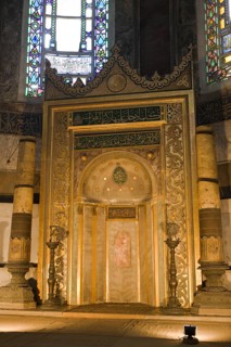 Prayer niche Mihrab in Hagia Sophia, Istanbul, Turkey, Asia