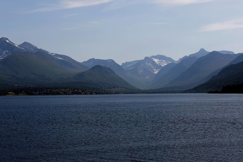View over the Isfjorden, a fjord in Norway