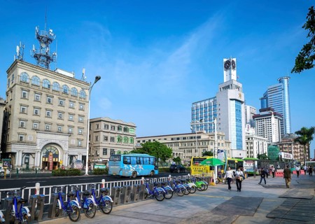 Riverside promenade street in central xiamen city in china