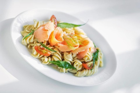 Smoked salmon and cream fusili pasta