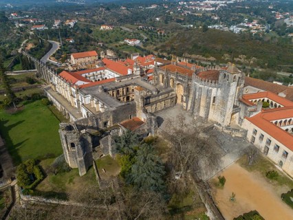Aerial view of monastery Convent of Christ in Tomar, Portugal, Europe