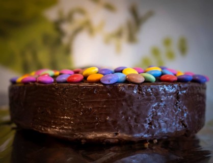 Colourful chocolate cake