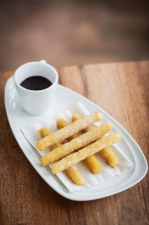 Chocolate and churros traditional spanish breakfast tapa snack food