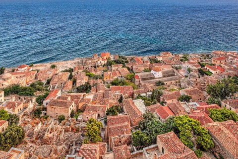 The Byzantine castle-town of Monemvasia in Greece