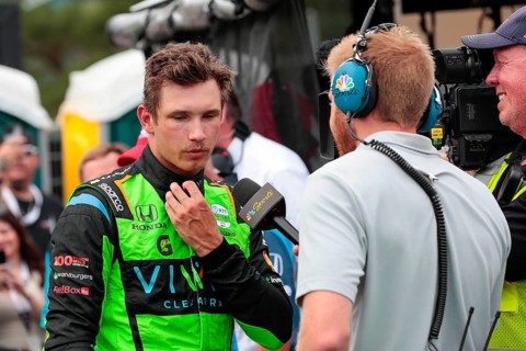 CHRISTIAN LUNGAARD (45) of Hedensted, Denmark celebrates in victory lane after winning the Honda