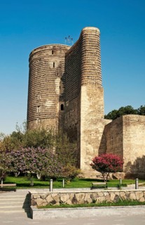 Maidens tower landmark in baku azerbaijan