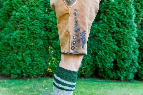 Man in traditional Bavarian lederhosen