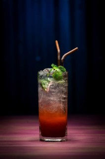 Grenadine mojito trendy modern fusion cocktail drink in bar