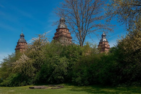 View of Johannisburg Castle in Aschaffenburg, Germany, Europe