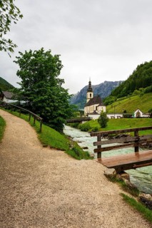 View of the parish church of St. Sebastian in Ramsau in Bavaria, Germany, Europe