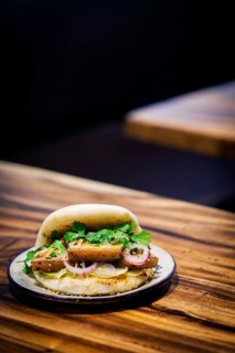 Asian pork belly bun pao traditional chinese snack sandwich food