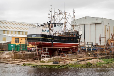 Fishing Boat undergoing Repairs, Girvan, Dumfries & Galloway, Scotland, United Kingdom, Europe
