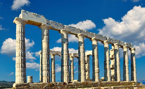 The temple of Poseidon (448 B.C.) in Sounio, Greece, Europe
