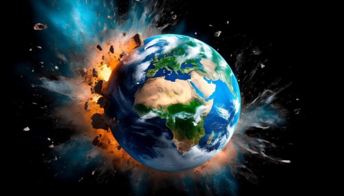 Cosmic catastrophe in space, environmental disaster caused by the impact of an asteroid on Earth,