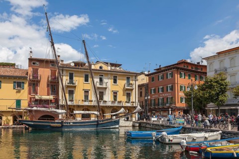 Harbour of Malcesine, Porto di Malcesine, Malcesine, Province of Verona, Veneto, Italy, Europe