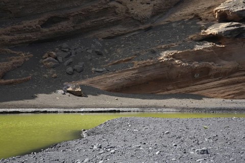 The green lagoon Charco de los Clicos at El Golfo, Lanzarote, Canary Islands, Spain, Europe