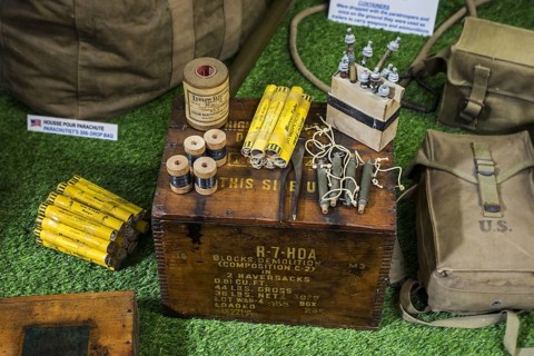 American demolition equipment in the Musée Mémorial d'Omaha Beach, WW2 museum about D-Day at