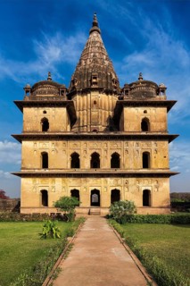 India tourist landmark, royal cenotaphs of Orchha. Orchha, Madhya Pradesh, India, Asia