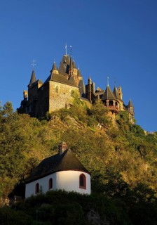 Reichsburg Castle and St. Rochus Plague Chapel, Cochem, Rhineland-Palatinate, Germany, Europe
