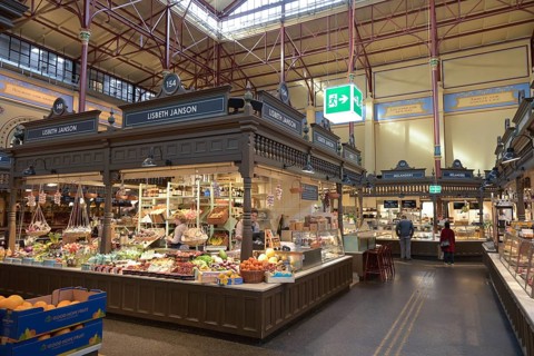 Östermalms Saluhall Historic Market Hall, Östermalmstorg, Stockholm, Sweden, Europe