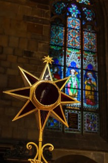 PRAGUE, CZECH REPUBLIC, APRIL 27, 2012: Christmas star in St. Vitus cathedral, Prague, Czech