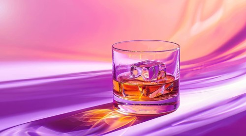A glass of liquor whiskey or scotch. Close-up of expensive classy whiskey drink, AI generated
