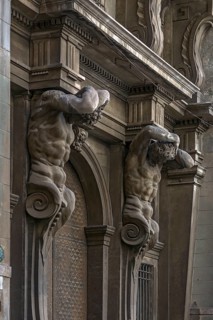 Atlases at the entrance portal Palazzo Gio Carlo Brignole, built in 1671, today used as an office