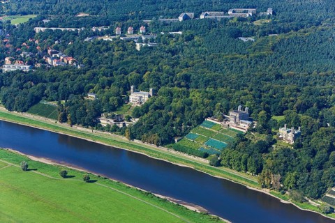 The three Elbe castles on the banks of the Elbe, Albrechtsberg Castle, Villa Stockhausen, Eckberg