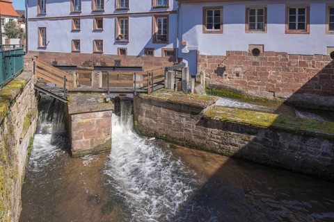 Lock at the Canal de la Lauter, Lauter Canal, Lauter, river, Wissembourg, Weissenburg, Alsace,