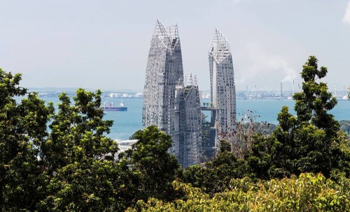 A modern building surrounded by jungle, Singapore, Asia