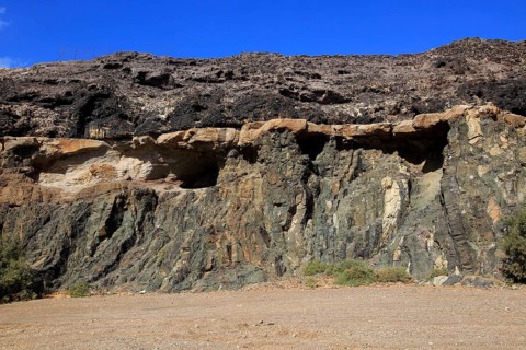 Interesting geological rock formations at Ajuy, Fuerteventura, Canary Islands, Spain, Europe