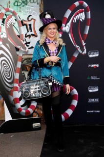 Sarah Knappik at the opening of the Tim Burton exhibition at the Radsetzerei on the RAW site in