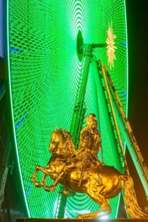 Augustus Market in Dresden. Equestrian statue of Augustus the Strong, also known as the Golden