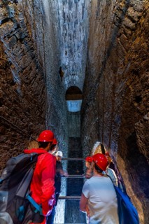 Wheel room of the Unverhofft Segen Gottes Erbstolln in Oberschöna, where there is a 13 metre high