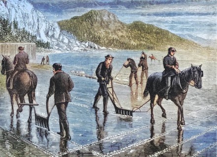 Ice harvesting on the Hudson River in the 1870s. From American Pictures Drawn With Pen And Pencil