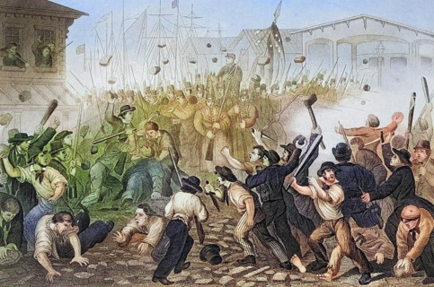 Attack on the Massachusetts 6th in Baltimore Maryland 19 April 1861, Historical, digitally restored