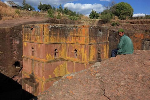 Rock churches in Lalibela, the rock church of St George, Bete Kiddus Georiys, Bete Ghiorgis Church,