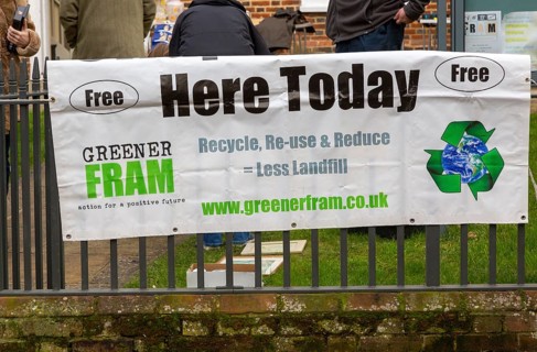 Environmental event recycling, re-use and reduced landfill waste, Framlingham, Suffolk, England, UK
