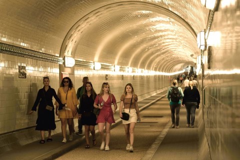 Europe, Germany, Hamburg, City, Harbour, Old Elbe Tunnel under the Elbe, restored east tunnel,
