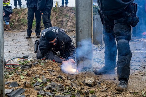 Beginning of the eviction of the Lützerath hamlet, camp of climate activists and squatters, at the