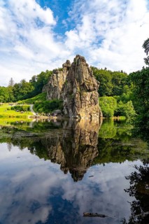 The Externsteine, a sandstone rock formation, Wiembecketeich, in the Teutoburg Forest, near