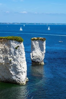 White Cliffs of Old Harry Rocks Jurassic Coast, Dorset Coast, Poole, England, United Kingdom,