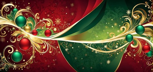 Abstract wallpaper illustration of Christmas symbols for gift cards, swirling shapes and lines, in