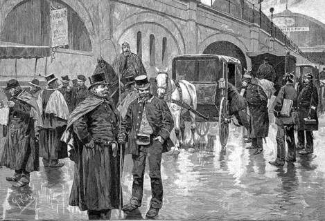 Cab parade in Berlin, Germany, in 1892, Historical, digital reproduction of an original from the