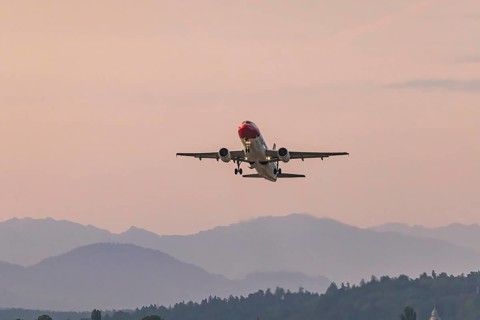 Edelweiss Air aircraft taking off at Zurich Airport, Switzerland, Europe
