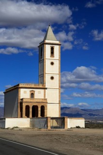 Historic church near Las Salinas, La Almadraba de Monteleva, Cabo de Gata natural park, Nijar,