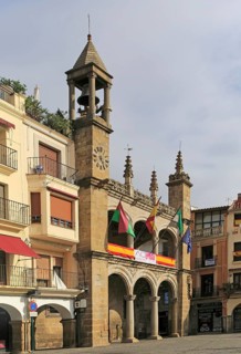 Ayuntamiento town hall historic buildings Plaza Mayor, Plasencia, Caceres province, Extremadura,