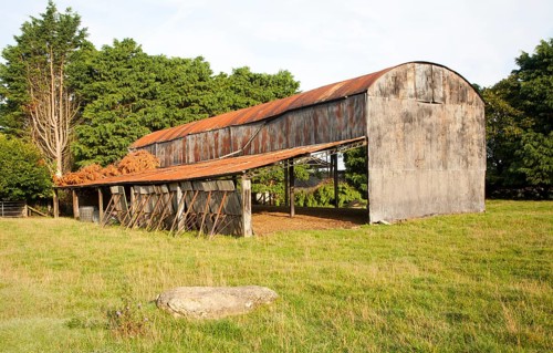 Rusty old barn in Compton Bassett, near Calne, Wiltshire, England, UK