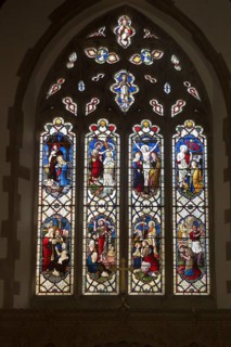Stained glass window church of Saint John, Saxmundham, Suffolk, England, UK by Lavers, Barrand and