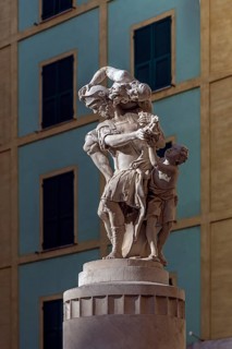 Aeneas with Anchises and Ascanio, 1726, statue by Francesco Baratta (1600-1666), Piazza Bandiera,